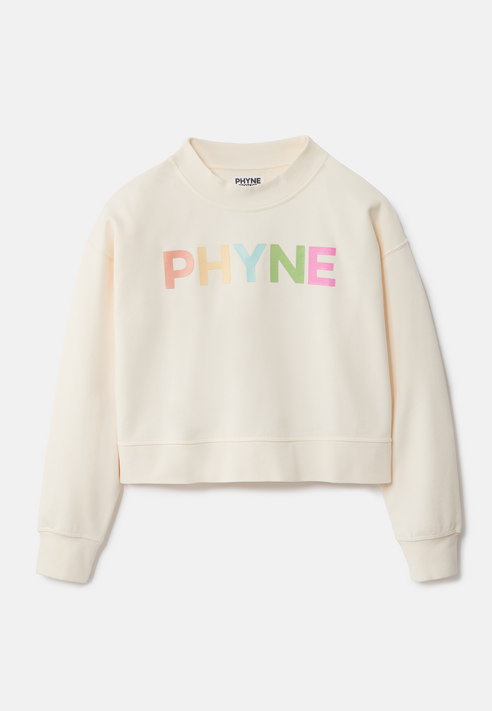 ["Stillbild Cropped Sweatshirt mit PHYNE Print Vorderseite"]