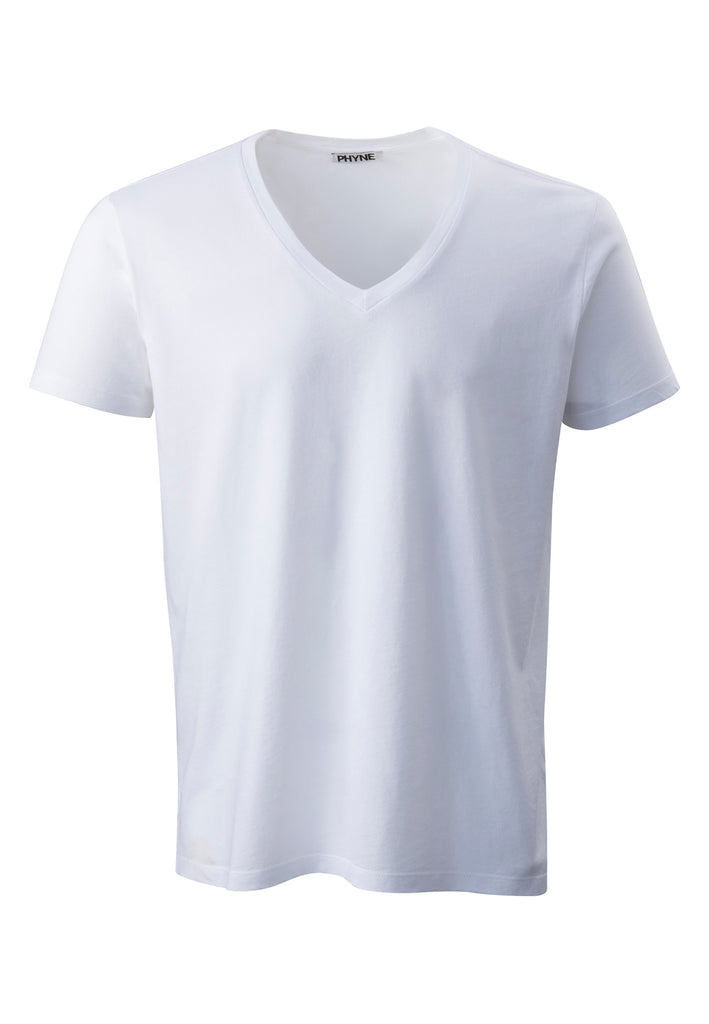 ["White", " V-Neck T-Shirt von PHYNE für Männer in weiß"]