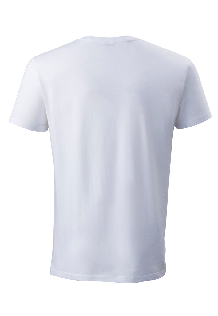 ["White", " V-Neck T-Shirt von PHYNE für Männer in weiß Rückansicht"]