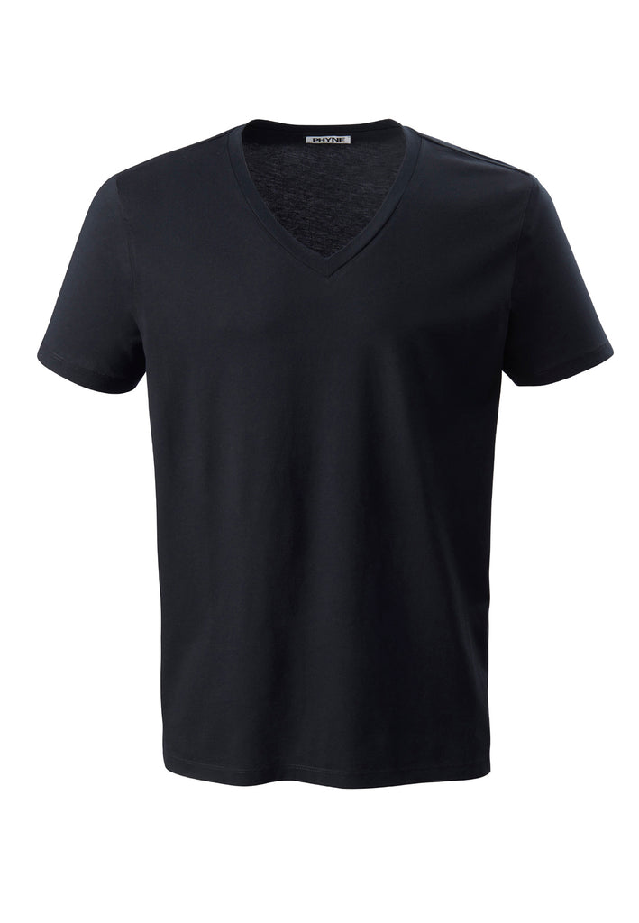 ["Black", " V-Neck T-Shirt von PHYNE für Männer in schwarz"]