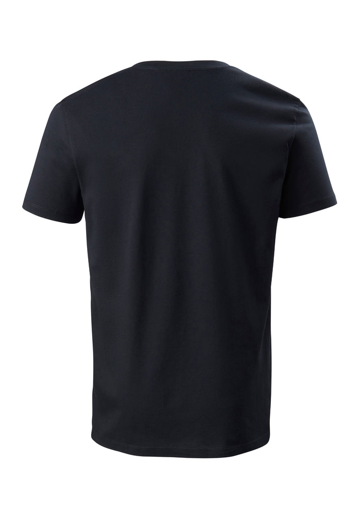 ["Black", " V-Neck T-Shirt von PHYNE für Männer in schwarz Rückansicht"]