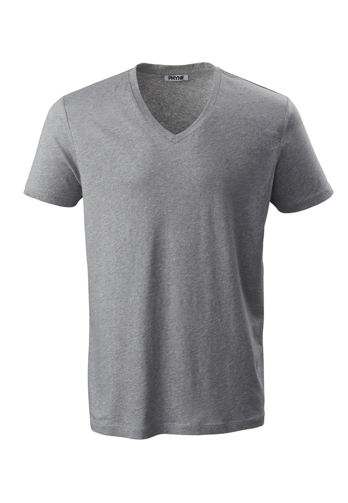 ["Grey", " V-Neck T-Shirt von PHYNE für Männer in grau"]
