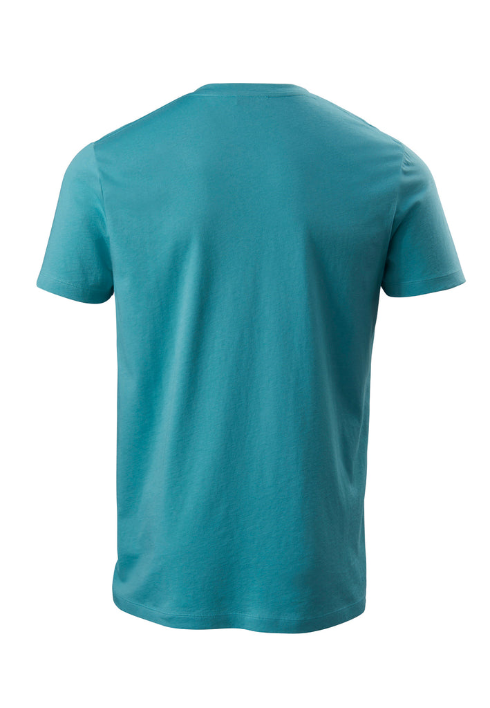 ["Turquoise", " V-Neck T-Shirt von PHYNE für Männer in türkis Rückansicht"]