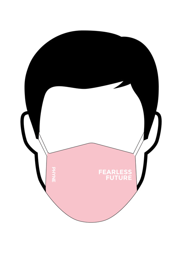 Illustration von Mund und Nasenmaske mit Fearless Future Print pink
